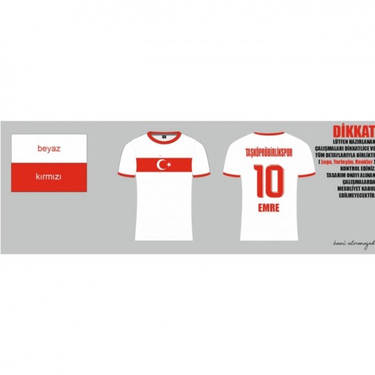 İNTERLOK KUMAŞ FORMA -BEYAZ KIRMIZI